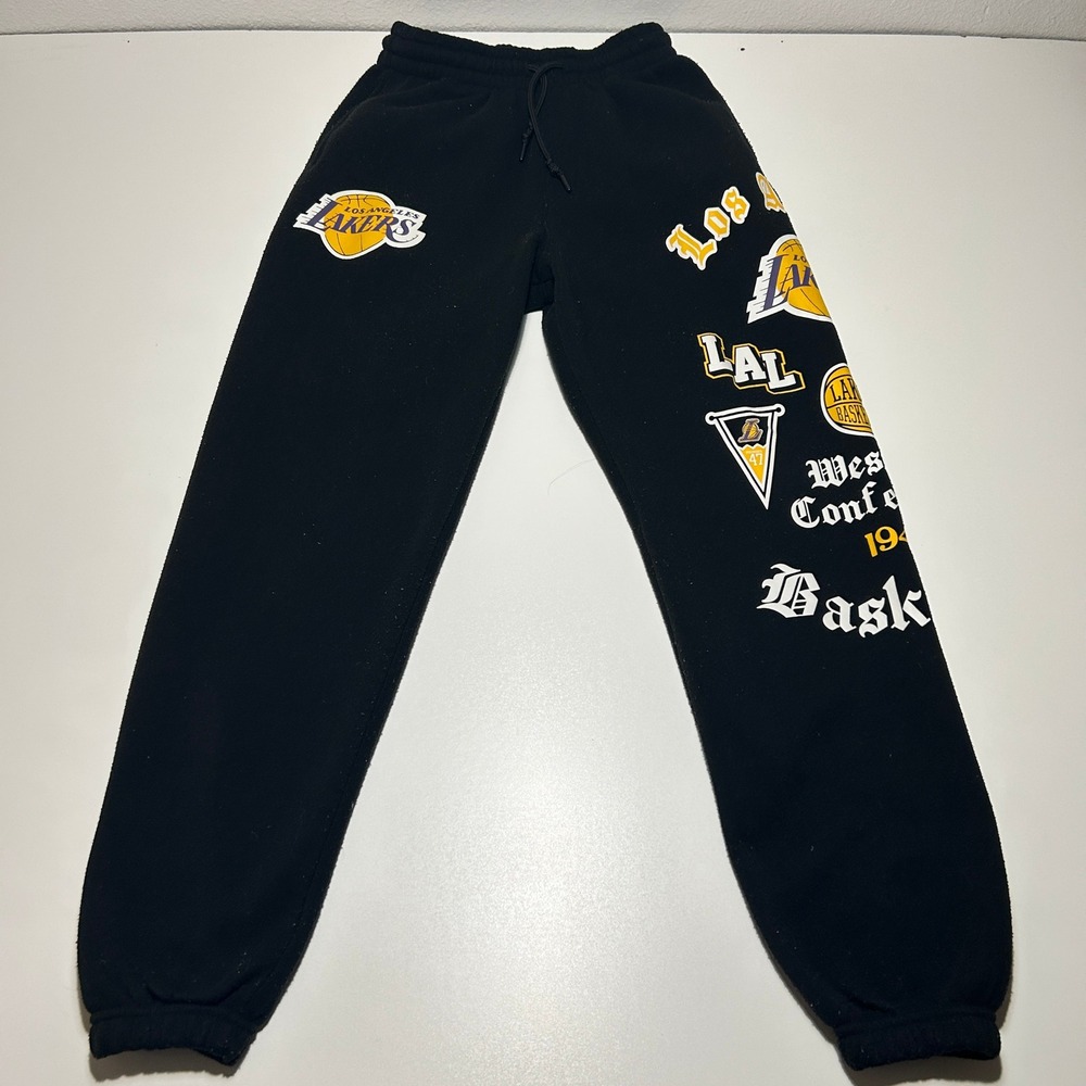 NBA Ultra Game Los Angeles Lakers Black Multi Logo Graphic Sweatpants Small